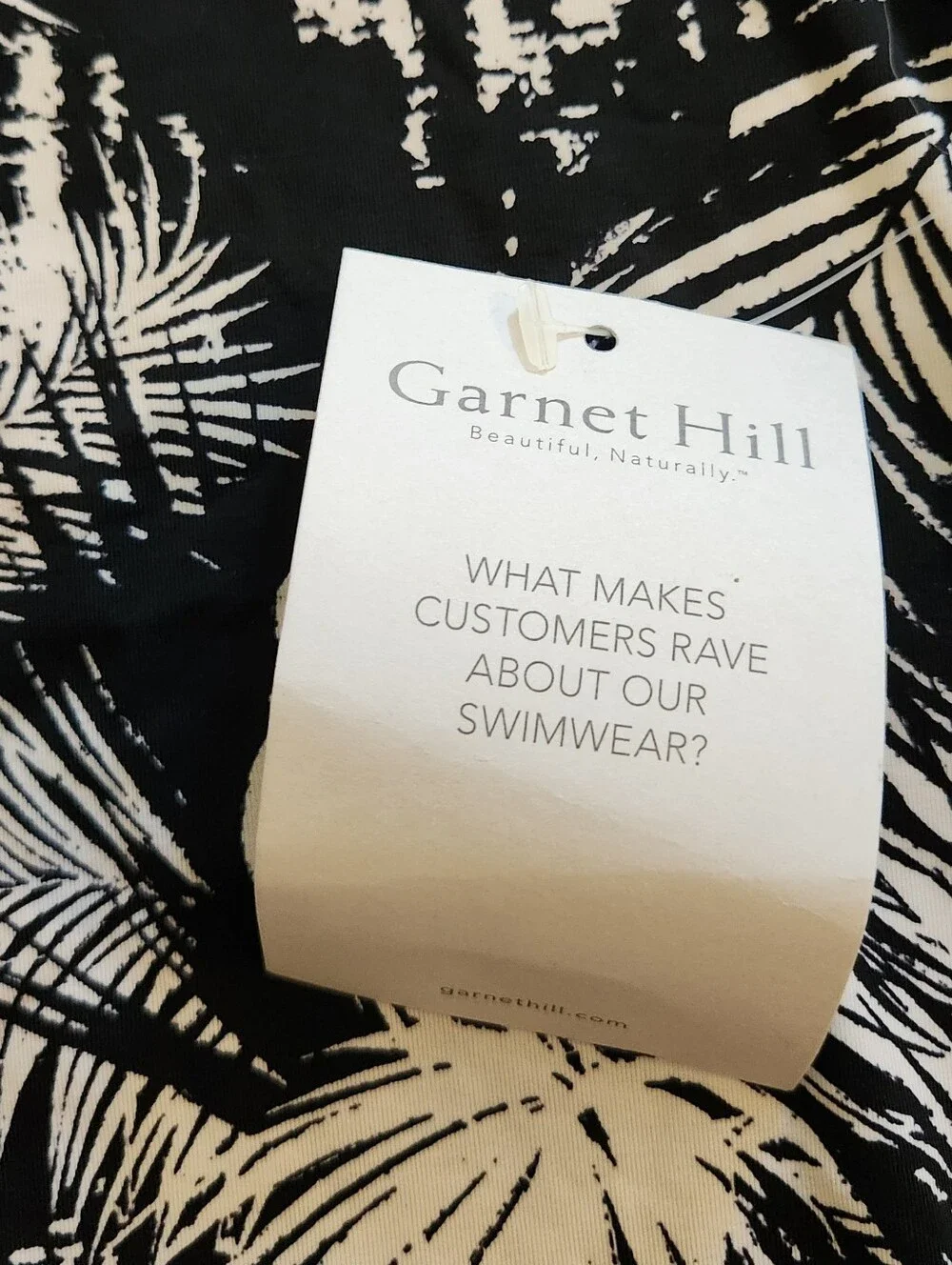 NWT Garnet Hill Black & Cream Palm Print 2 Piece Swim Outfit L/S Rashguard Small
